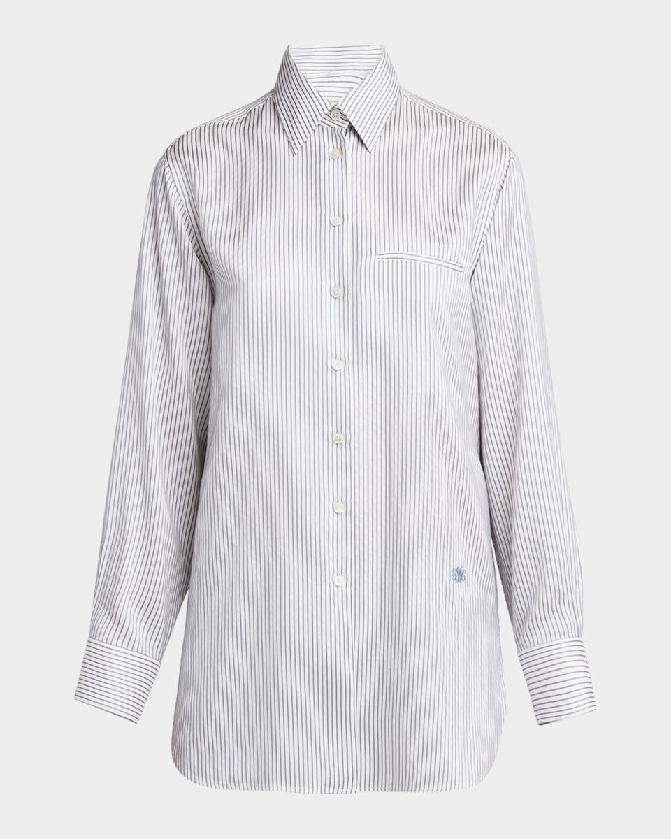 Striped Silk Button-Down Shirt